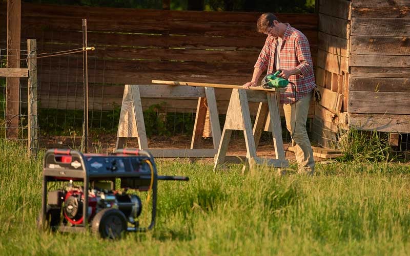 Briggs & Stratton portable generator in the lawn.